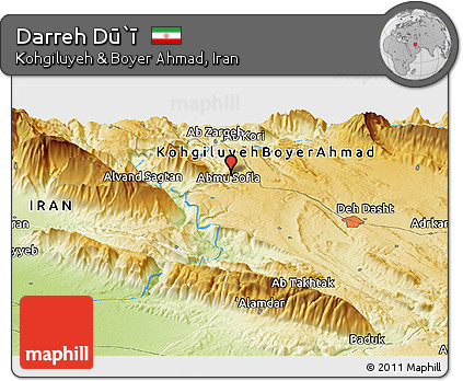 Physical Panoramic Map of Darreh Dū`ī