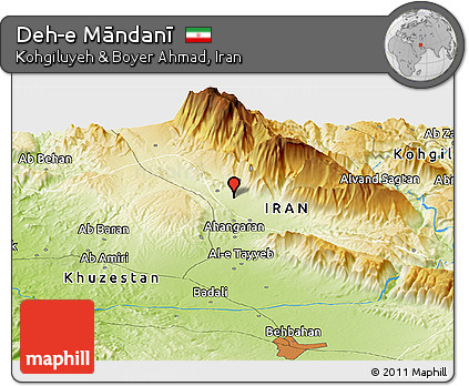 Physical Panoramic Map of Deh-e Māndanī