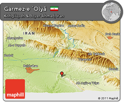 Physical Panoramic Map of Garmez-e `Olyā