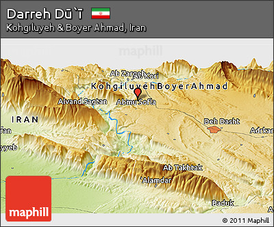 Physical Panoramic Map of Darreh Dū`ī
