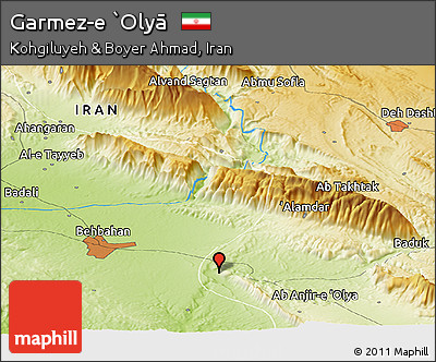 Physical Panoramic Map of Garmez-e `Olyā