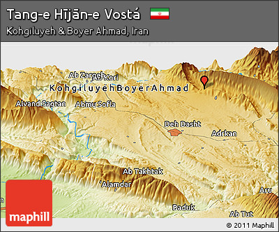 Physical Panoramic Map of Tang-e Hījān-e Vostá