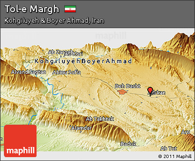 Physical Panoramic Map of Tol-e Margh