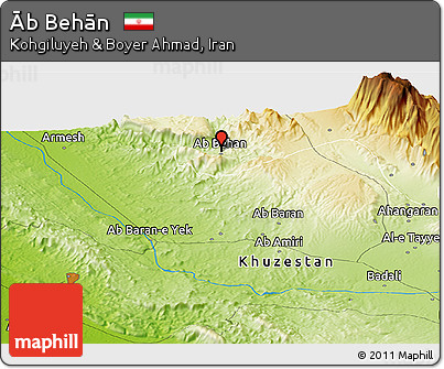 Physical Panoramic Map of Āb Behān