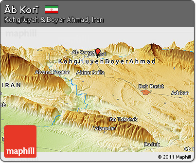 Physical Panoramic Map of Āb Korī