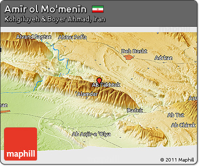 Physical Panoramic Map of Amīr Ol Mo'menīn