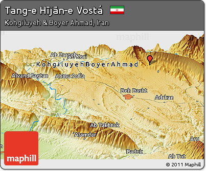 Physical Panoramic Map of Tang-e Hījān-e Vostá