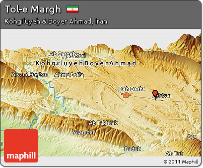 Physical Panoramic Map of Tol-e Margh
