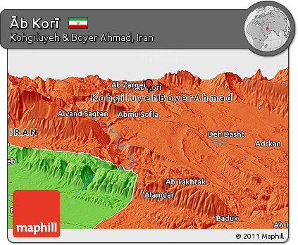 Political Panoramic Map of Āb Korī