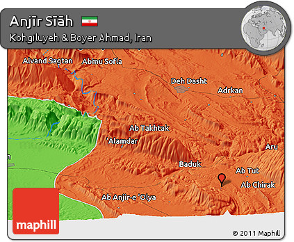 Political Panoramic Map of Anjīr Sīāh