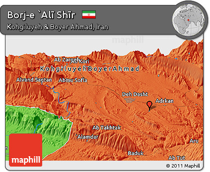Political Panoramic Map of Borj-e `Alī Shīr