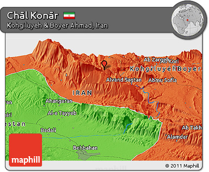 Political Panoramic Map of Chāl Konār