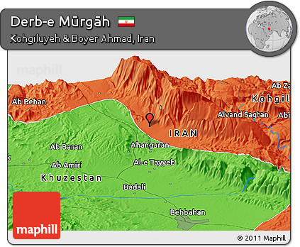 Political Panoramic Map of Derb-e Mūrgāh