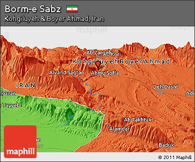 Political Panoramic Map of Borm-e Sabz