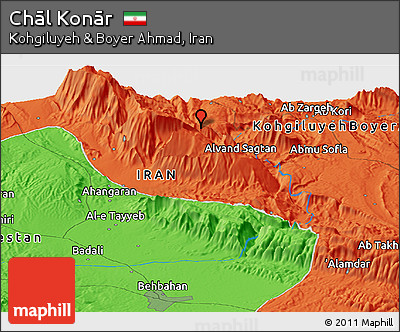 Political Panoramic Map of Chāl Konār