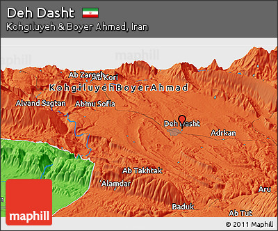 Political Panoramic Map of Deh Dasht