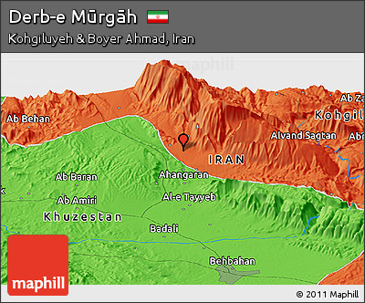 Political Panoramic Map of Derb-e Mūrgāh