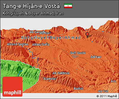 Political Panoramic Map of Tang-e Hījān-e Vostá