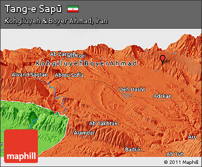 Political Panoramic Map of Tang-e Sapū