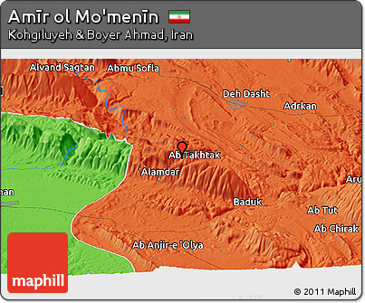 Political Panoramic Map of Amīr Ol Mo'menīn