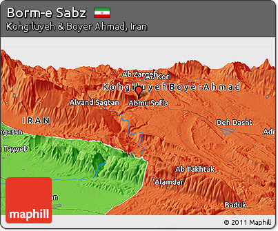 Political Panoramic Map of Borm-e Sabz