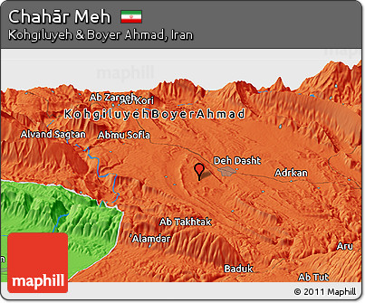 Political Panoramic Map of Chahār Meh