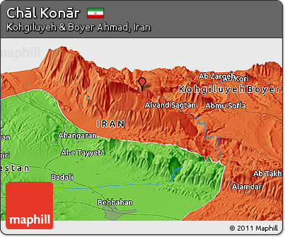 Political Panoramic Map of Chāl Konār