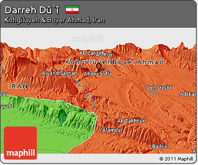 Political Panoramic Map of Darreh Dū`ī