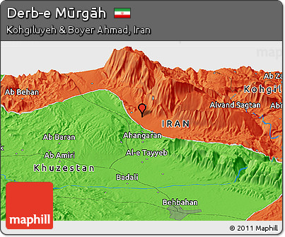 Political Panoramic Map of Derb-e Mūrgāh