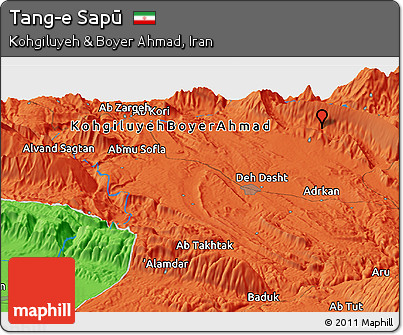 Political Panoramic Map of Tang-e Sapū