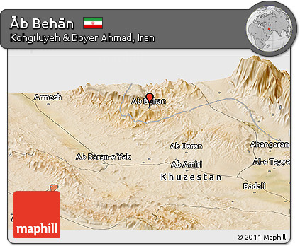 Satellite Panoramic Map of Āb Behān