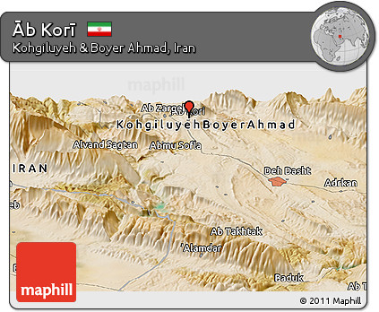 Satellite Panoramic Map of Āb Korī