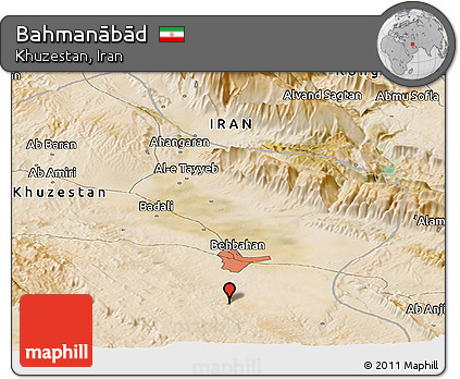 Satellite Panoramic Map of Bahmanābād