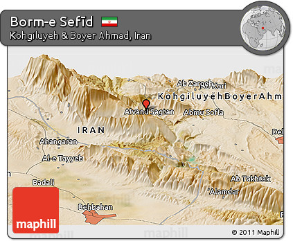 Satellite Panoramic Map of Borm-e Sefīd