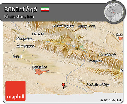 Satellite Panoramic Map of Būbūnī Āqā