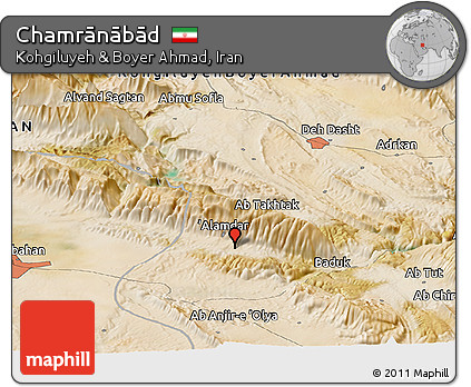 Satellite Panoramic Map of Chamrānābād