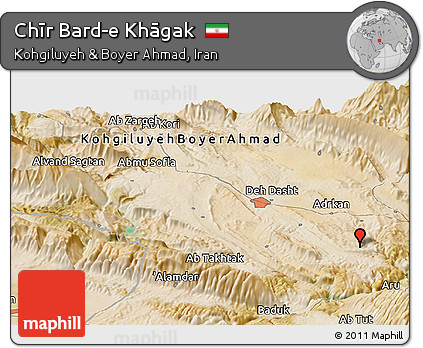 Satellite Panoramic Map of Chīr Bard-e Khāgak