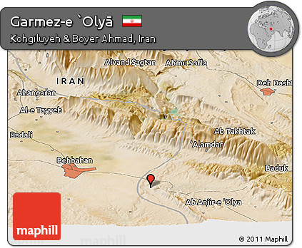 Satellite Panoramic Map of Garmez-e `Olyā