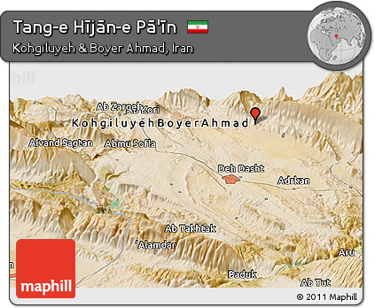 Satellite Panoramic Map of Tang-e Hījān-e Pā'īn
