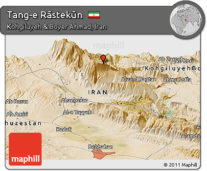 Satellite Panoramic Map of Tang-e Rāstekūn