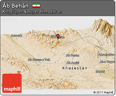 Satellite Panoramic Map of Āb Behān
