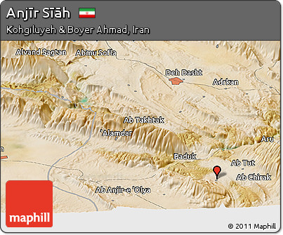 Satellite Panoramic Map of Anjīr Sīāh