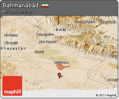 Satellite Panoramic Map of Bahmanābād