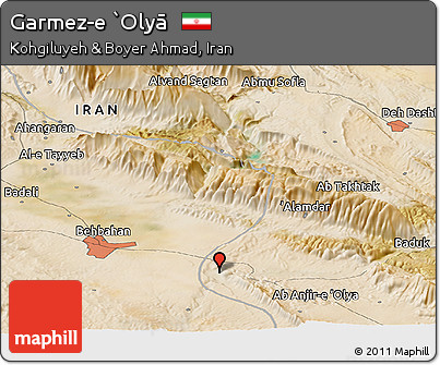 Satellite Panoramic Map of Garmez-e `Olyā