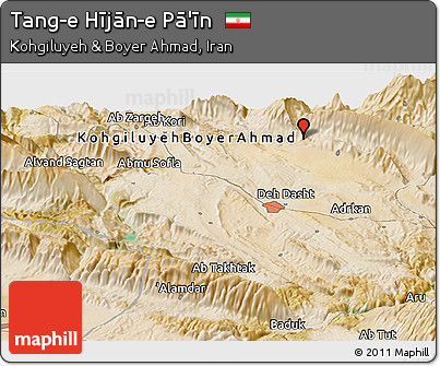 Satellite Panoramic Map of Tang-e Hījān-e Pā'īn