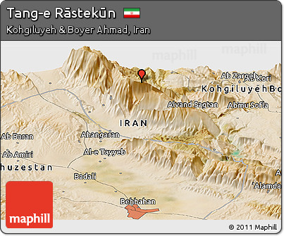 Satellite Panoramic Map of Tang-e Rāstekūn