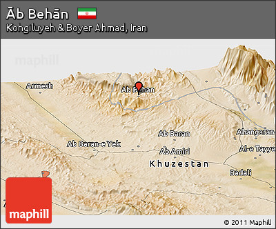 Satellite Panoramic Map of Āb Behān
