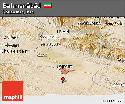 Satellite Panoramic Map of Bahmanābād