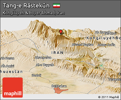 Satellite Panoramic Map of Tang-e Rāstekūn