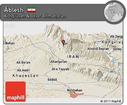 Shaded Relief Panoramic Map of Āblesh